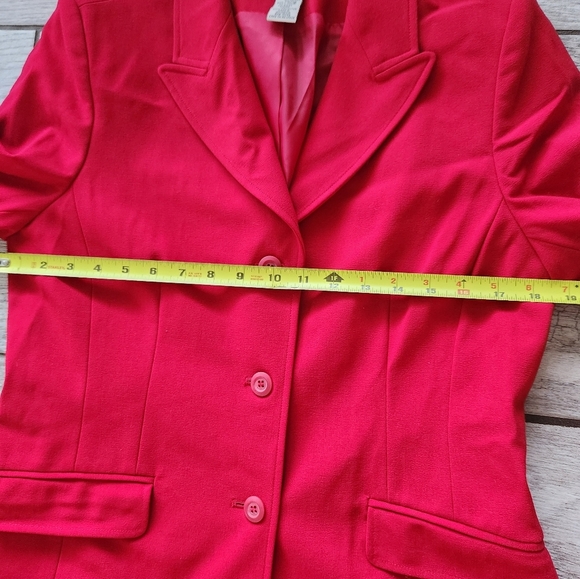 Apostrophe Red Woman Blazer Jacket Sz 10 Petite Collared Pockets Preppy Business - Picture 10 of 14